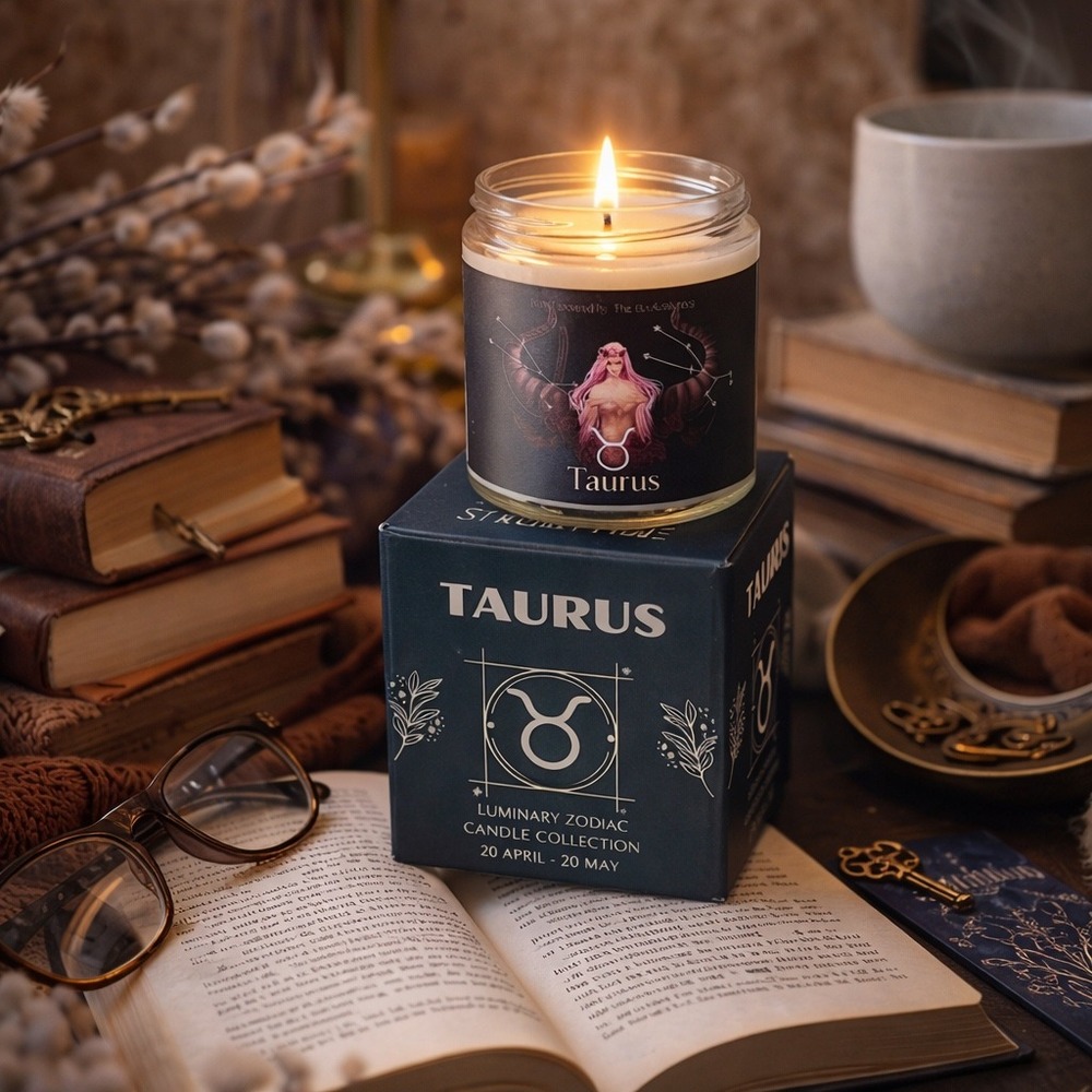 The Bookish Shop Taurus Candle Black Luminary Zodiac Once Upon a‎ Broken Heart